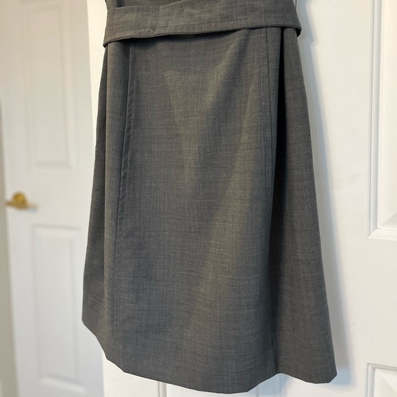 Lands’ End Wool Blend Short Sleeve Self-tie Belted Waist Sheath Dress 6P Gray - Picture 6 of 16